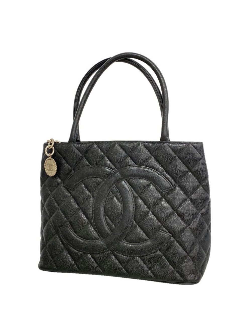 Chanel Tote Bag Reissue Caviar Leather Black Silver